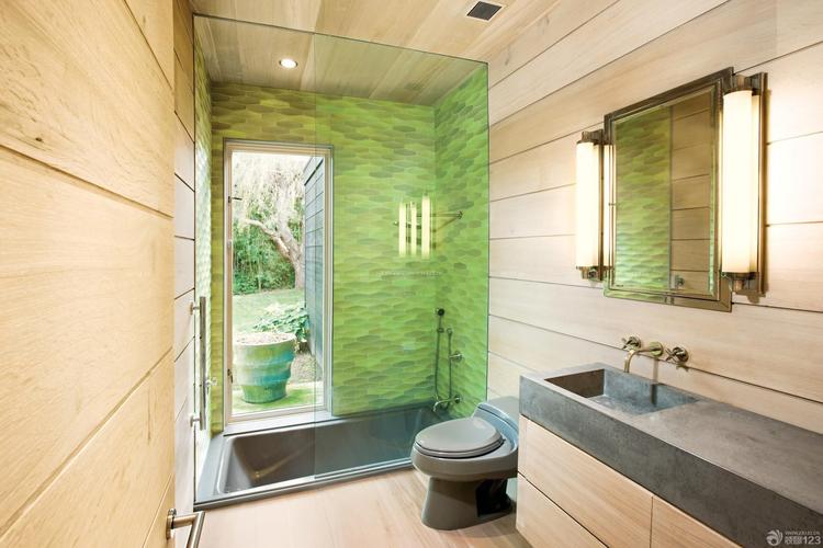 家居浴室绿色瓷砖装修案例装修123效果图