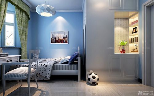 蓝色调创意儿童房间装修效果图欣赏