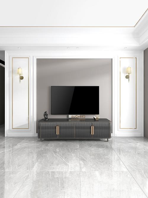 简约欧式实木电视背景墙造型轻奢金属线条沙发影视墙木线条护墙板