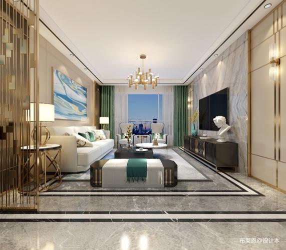轻奢风家装客厅客厅现代简约132m05三居设计图片赏析