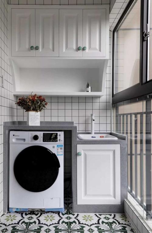 澳比德全屋定制阳台设计预判洗衣机柜装修效果图