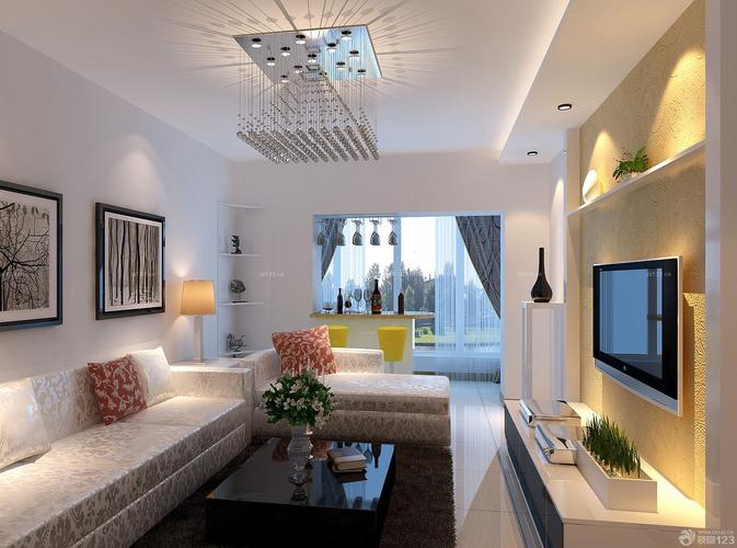 60平米两室一厅小户型客厅家具装修效果图设计456装修效果图