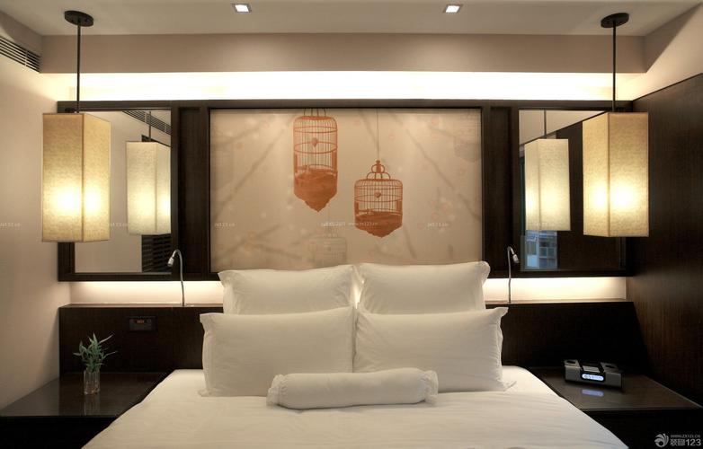 2022快捷酒店客房床头背景墙装修设计图装信通网效果图