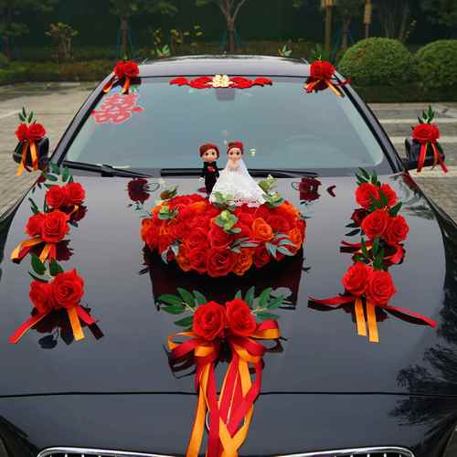 主婚创意车队结婚套装布置花车仿真车装国风婚车鲜花