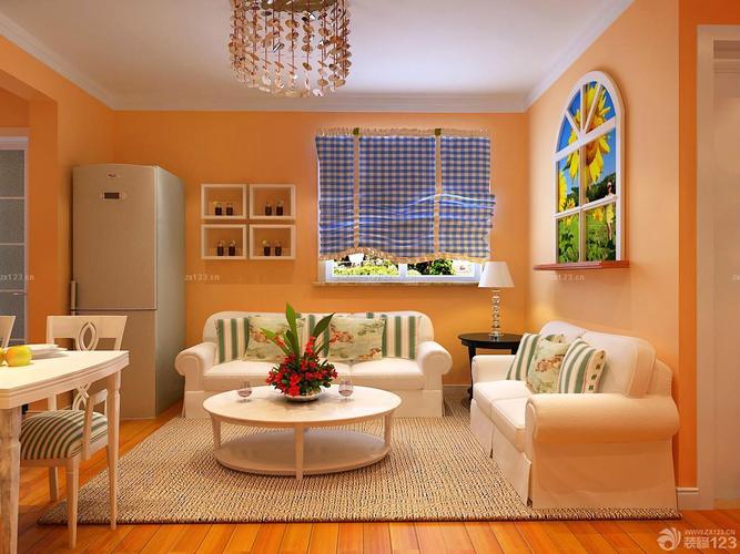 33平方小户型客厅墙面橘色颜色装修效果图