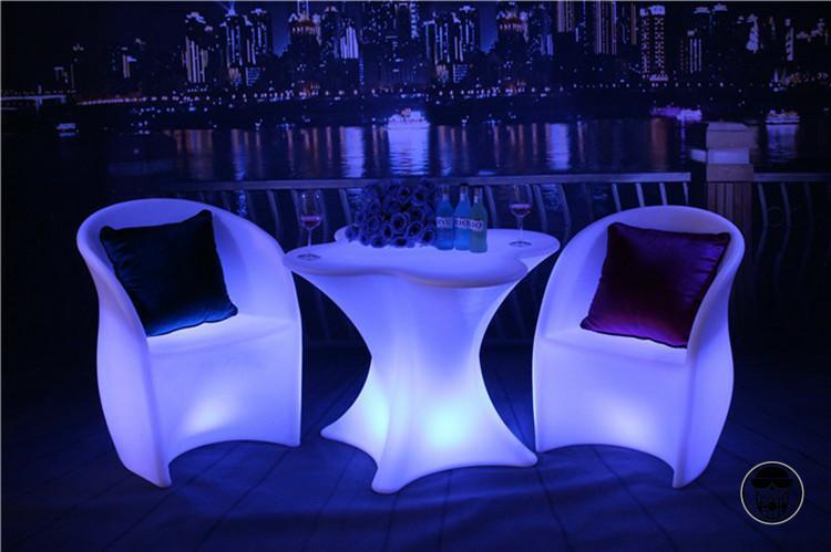 发光桌椅酒吧台散台桌梅花椅组合户外活动创意七彩休闲家具c组合一桌