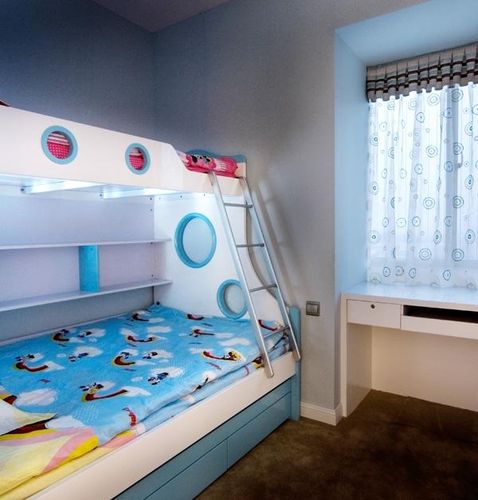 现代风格儿童房高低床装修效果图