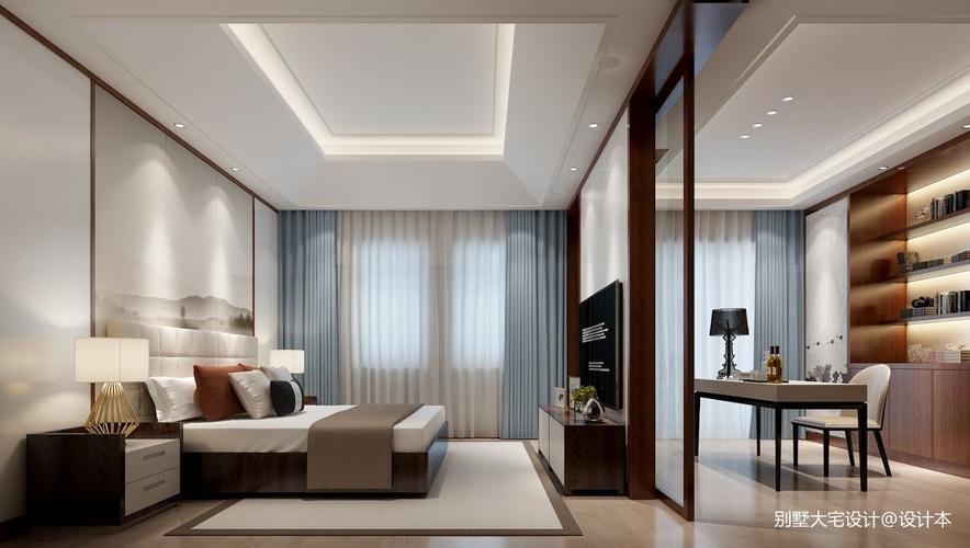 常州别墅装修恬静优雅的新中式风格卧室卧室设计图片赏析
