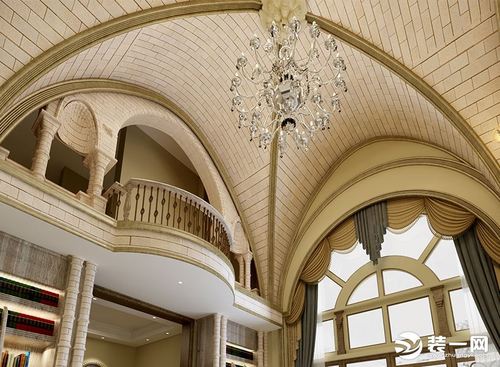 客厅的初稿设计采用欧洲教堂式的穹顶造型