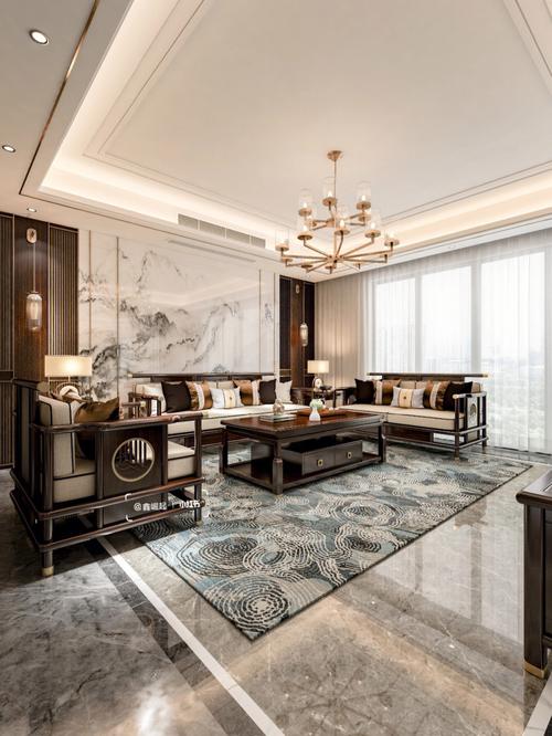 新中式大宅客厅沙发搭配简直太美了09