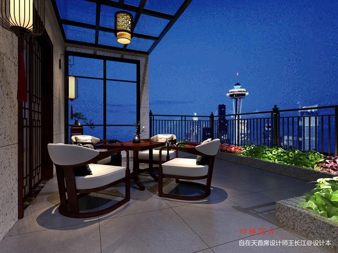 阳台阳台中式现代1000m05别墅豪宅设计图片赏析
