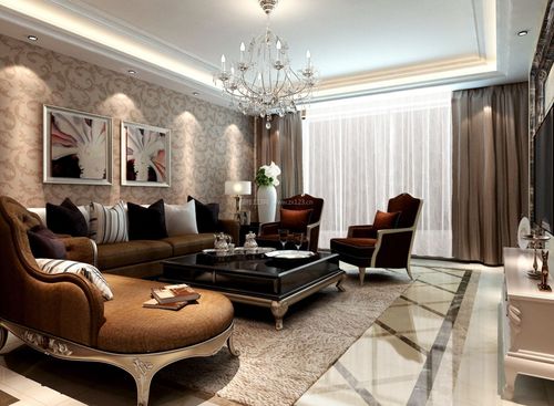 欧式风格家居客厅沙发摆放装修效果图片
