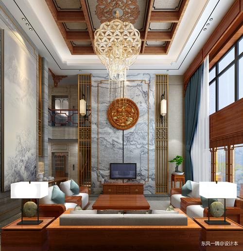 大气319平中式别墅客厅装潢图客厅中式现代客厅设计图片赏析