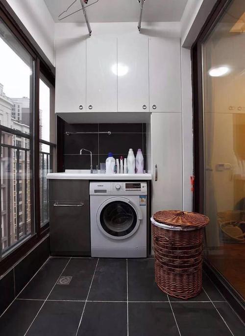 一居室美式古典风格阳台洗衣台装修效果图