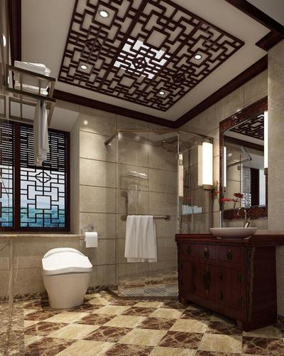 中式风格三居室卫生间吊顶装修效果图欣赏