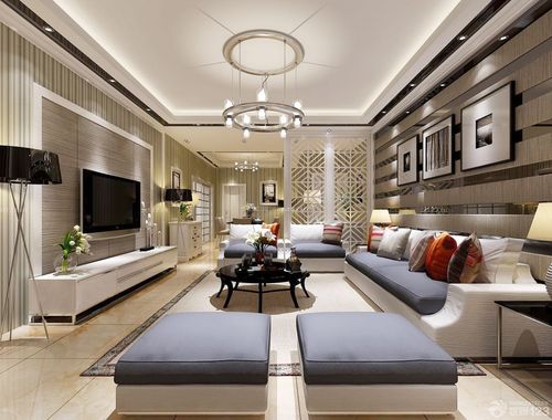 美式别墅设计长方形客厅装修效果图大全2015图片