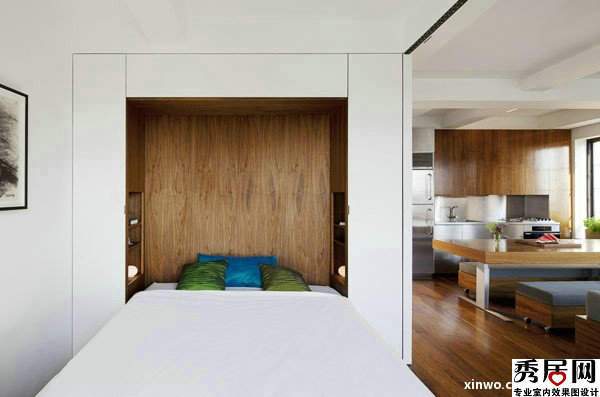 小户型公寓客厅多功能墙壁隐形床装修效果图