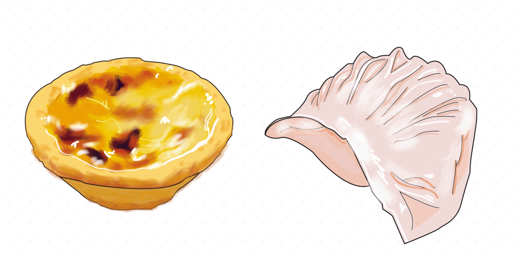 矢量手绘淡雅甜品美食蛋挞柠檬图案