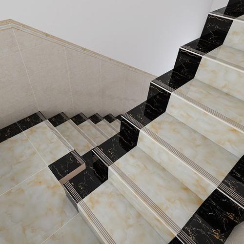 楼梯踏步砖欧式现代防滑耐磨台阶砖仿大理石纹拼接阶梯砖楼梯瓷砖