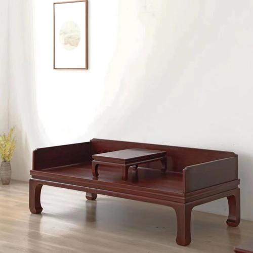 家具赞比亚血檀三围素面罗汉床明清仿古中式实木沙发