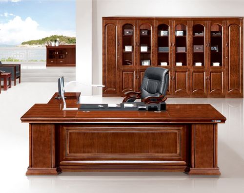 欧漫新中式贴木办公桌老板台简约现代总裁桌大班台精品办公室家具