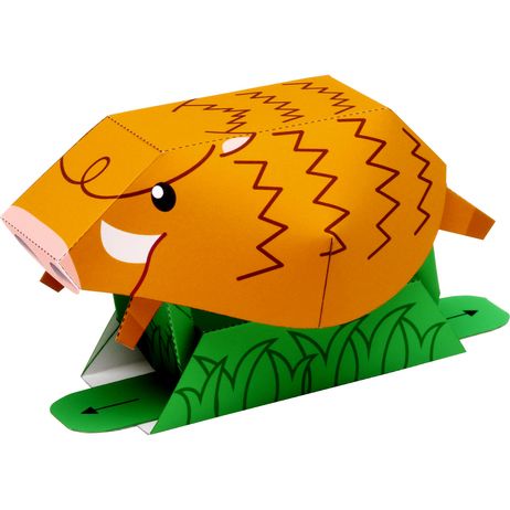 儿童手工折纸diy拼装益智立体3d纸质模型可动动态动物小猪制作