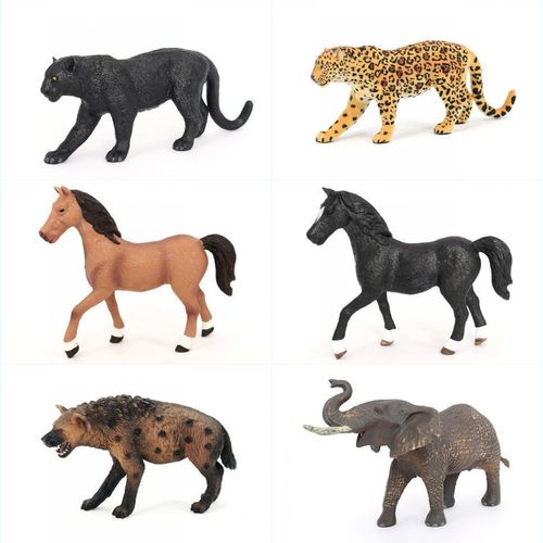 仿真野生动物玩具模型大象非洲鬣狗花豹黑豹马