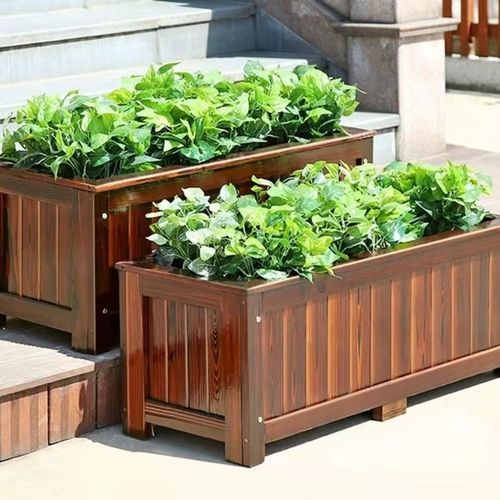 户外防腐木花箱组合长方形工程碳化实木花盆种植箱阳台种菜盆大号