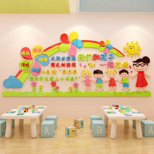 幼儿园开学主题文化墙贴3d立体教室环境布置早教中心墙面装饰贴画
