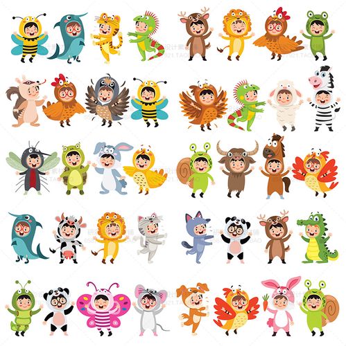 可爱卡通q版动物形象儿童插画宝宝照片头像生日迎宾牌矢量ai素材