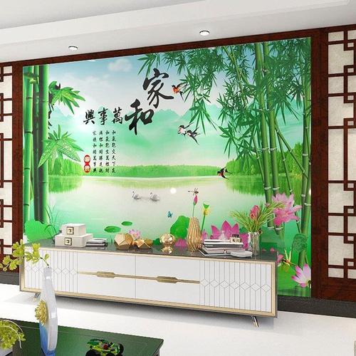 家和万事兴竹子3d墙纸客厅电视背景墙自然风景画山水壁纸8d壁画