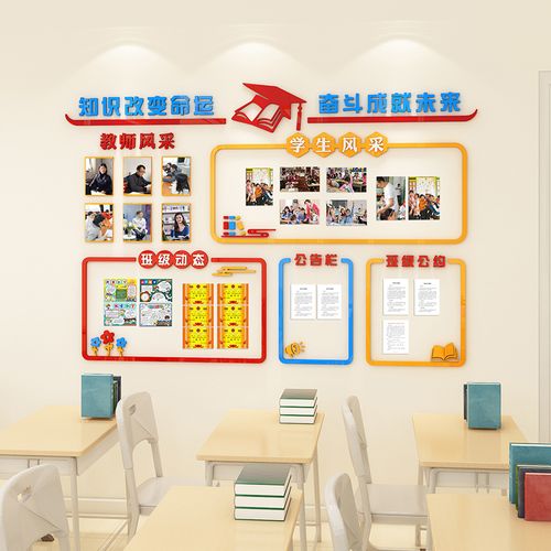 班级文化墙布置初高中小学创意公告栏风采展示墙贴3d立体教室装饰