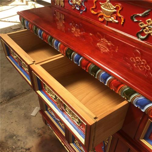 藏式家具家用佛龛阶梯现代供桌带门密宗实木雕花彩绘三层佛台柜
