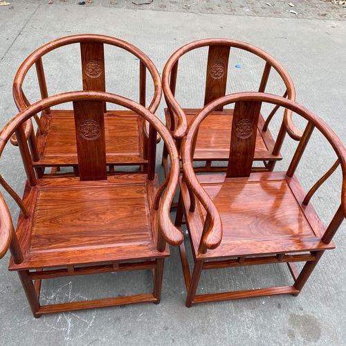 红木花梨木家具圈椅中式刺猬紫檀太师椅仿古三件套官帽茶椅子非洲