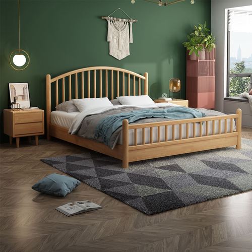 北欧实木床现代简约1.8m双人床主卧1.5米温莎床1.2米民宿风格家具