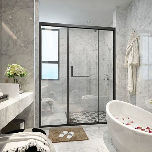 平开门两定一开淋浴房不锈钢整体浴室玻璃隔断干湿分离屏风洗澡间