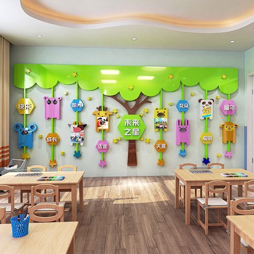 班级环境布置材料墙贴幼儿园教室环创亚克力3d立体文化墙面装饰品