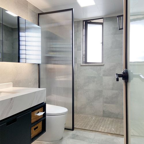 卫生间隔断屏风半墙浴室淋浴玻璃长虹极窄铁艺不锈钢干湿分离轻奢