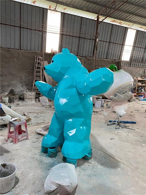 玻璃钢抽象动物雕塑楼盘动物熊雕塑中山玻璃钢雕塑厂家