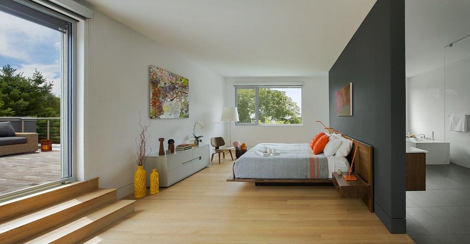 家居装饰卧室浅黄色木地板装修效果图片