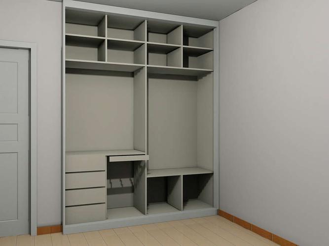 主卧室整体实木衣柜内部合理格局设计效果图