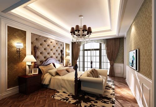 在欧式风格卧室效果图中也能够看得到装修的效果不只是存在豪华和大