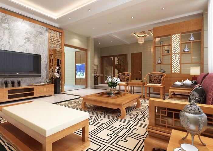 新中式客厅家具设计摆放图装信通网效果图