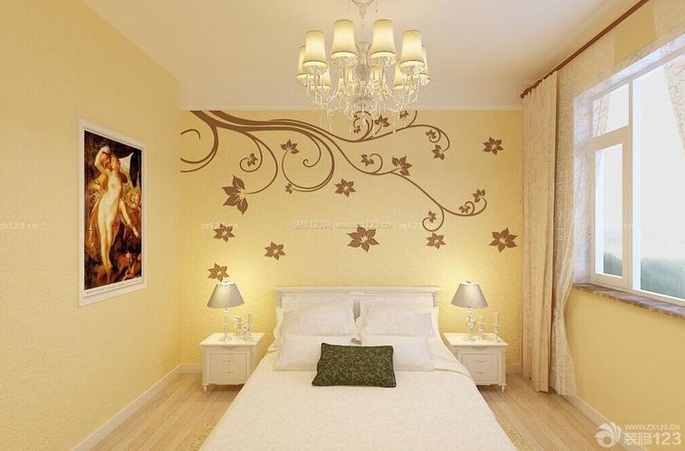 简约欧式风格硅藻泥背景墙装修效果图片卧室