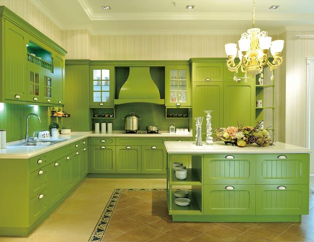 舒适的感觉绿色五行属木厨房五行属火符合木生火的道理绿色橱柜