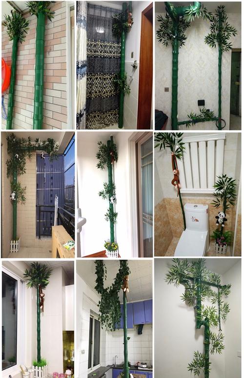 仿真竹子包下水管道装饰阳台暖气空调管装饰假植物塑料树皮藤条花