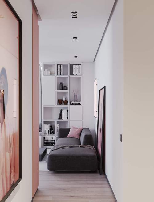 86平单身女子公寓设计简约的淡粉