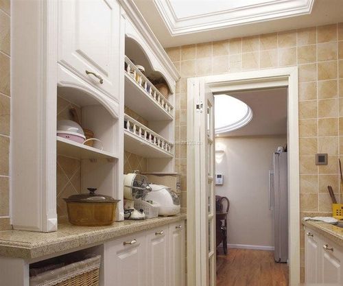 美式乡村厨房白色门及门框效果图装修123