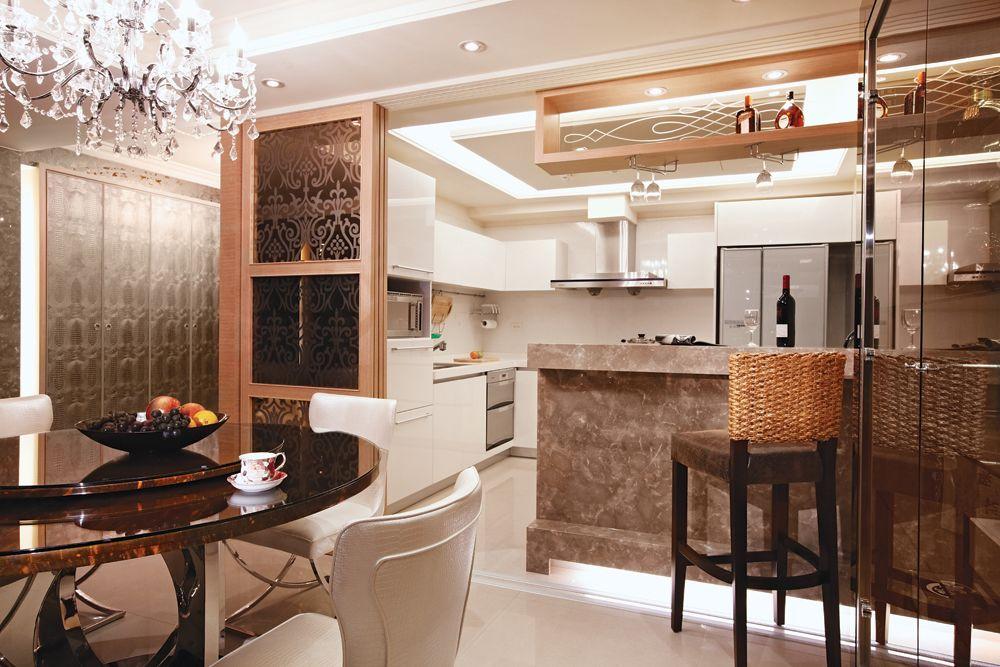丰裕华丽欧式家装餐厨房隔断设计装修图古典二居室家装餐厅装修效果图
