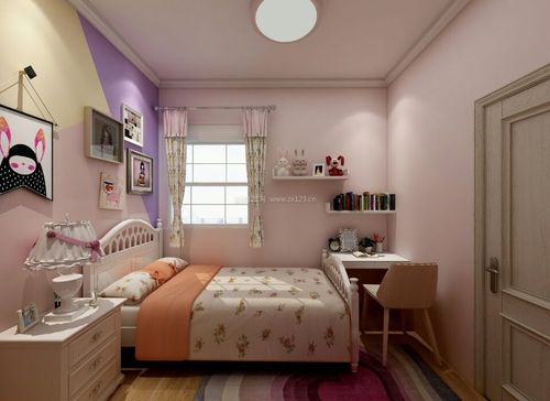 2020简约女孩卧室粉色背景墙装修设计效果图